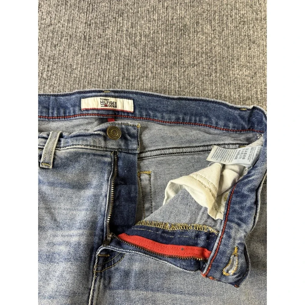 Tommy Hilfiger Denim Jeans Men 32x30 Skinny Moulante Pocket Crest Distressed Y2K